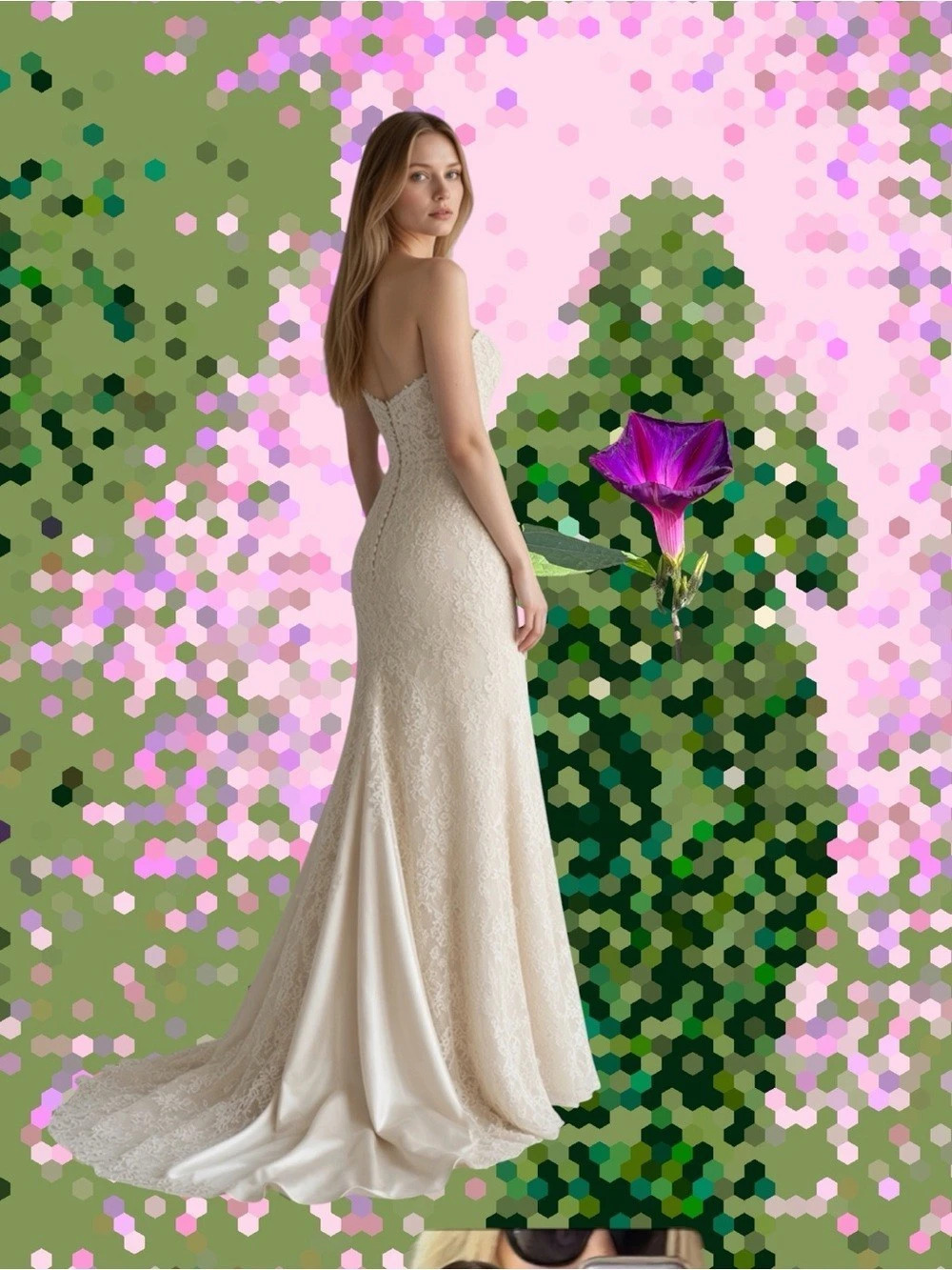 Gorgeous & Glamorous! Cream Wedding Dress Like New